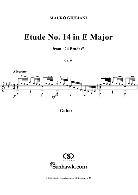 Twenty-Four Etudes, op. 48, no. 14 in E major