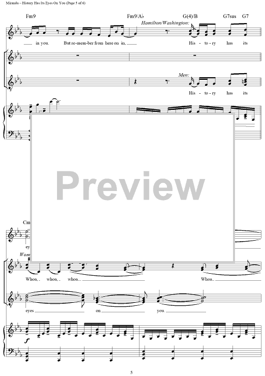 History Has Its Eyes On You" Sheet Music for Piano/Vocal/Chords Sheet