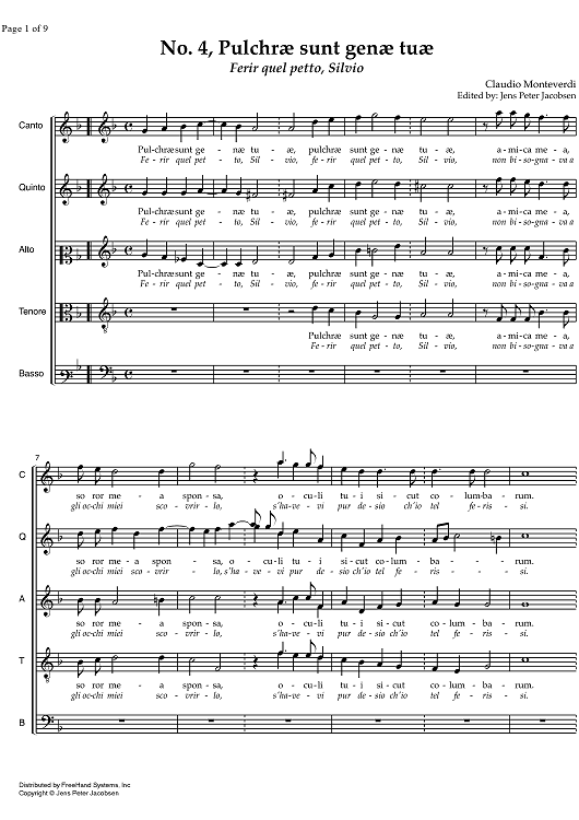 Pulchae sunt genae tuae - Ferir quel petto, Silvio