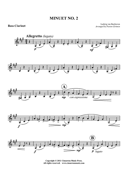 Minuet No. 2 - Bass Clarinet
