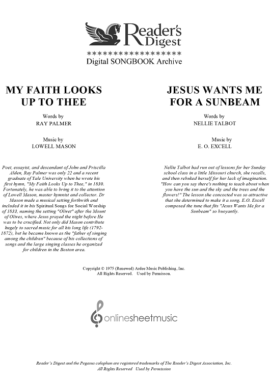 My Faith Looks Up To Thee / Jesus Wants Me For A Sunbeam