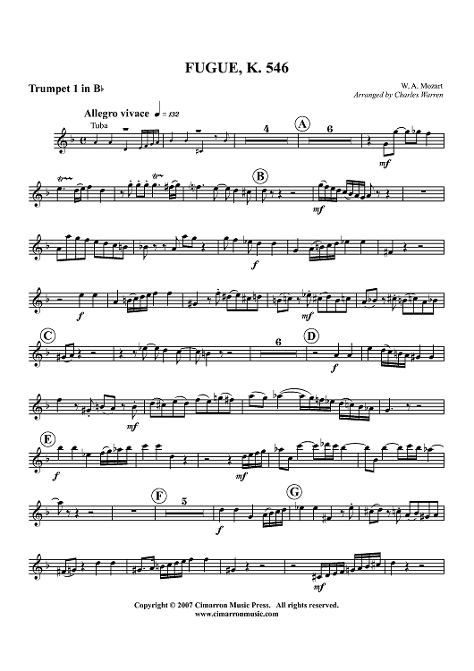 Fugue in C Min, K. 546 - Trumpet 1 in B-flat