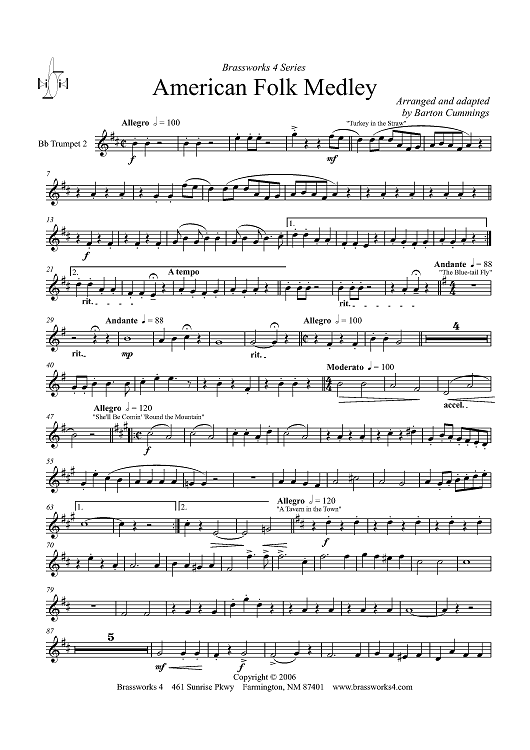 American Folk Medley - B-flat Trumpet 2