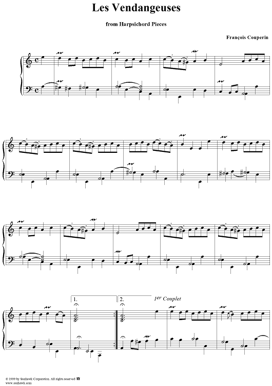 Harpsichord Pieces, Book 1, Suite 5, No.12:  Les Vendangeuses
