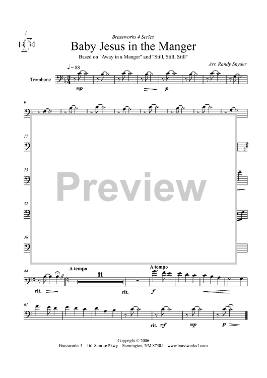 Baby Jesus in the Manger - Trombone