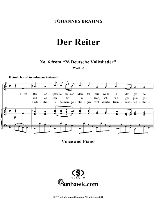 Der Reiter - No. 6 from "28 Deutsche Volkslieder" WoO 32