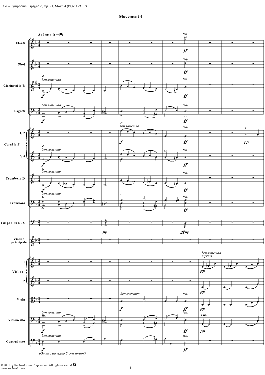 Symphonie Espagnole, Op. 21: Movement 4 - Full Score