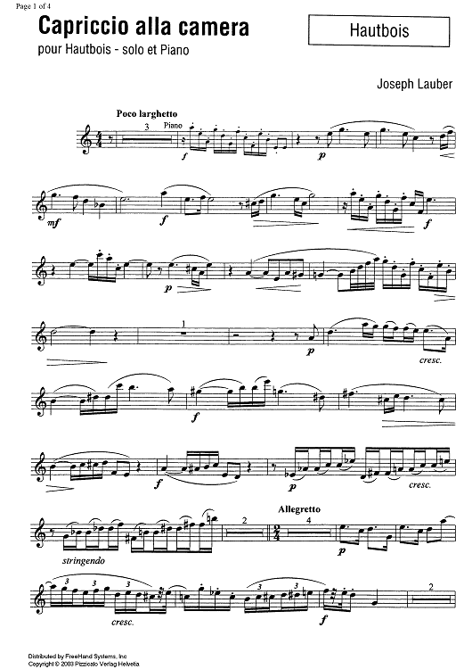 Caproccio alla camera - Oboe