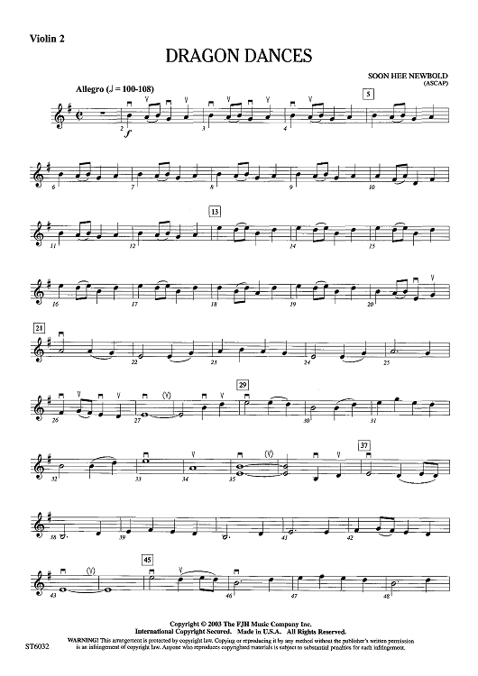 Dragon Dances - Violin 2