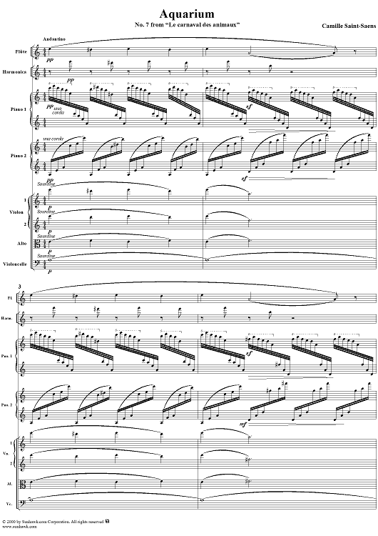 Le carnaval des animaux, No. 7: Aquarium - Score