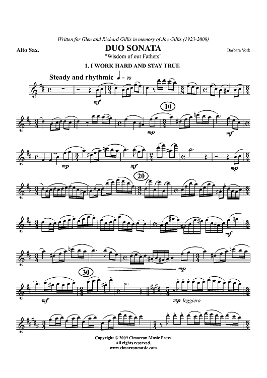 Duo Sonata "Wisdom of our Fathers" - Alto Sax