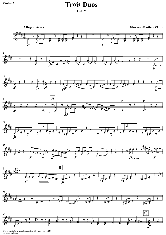 Trois Duos, Cah. 9 - Violin 2