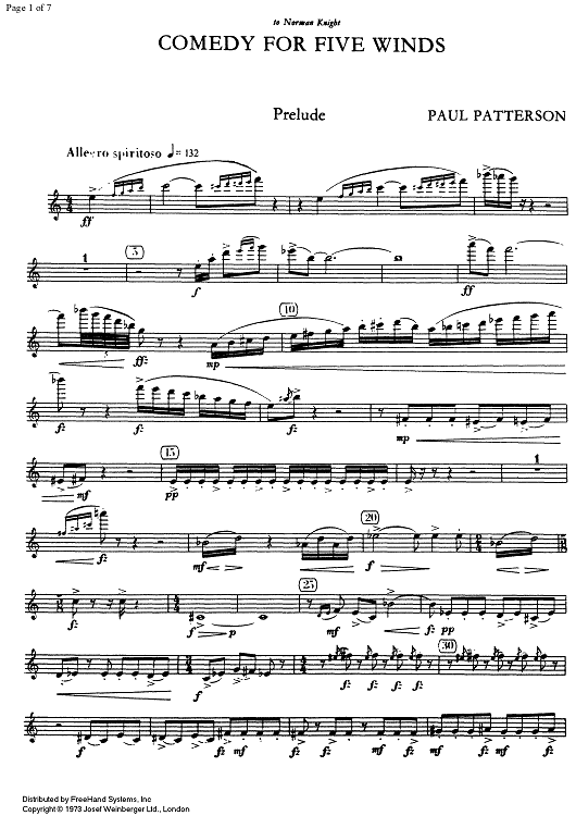 Comedy for Five Winds - Flute