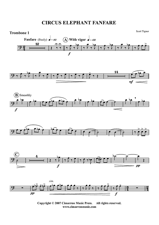 Circus Elephant Fanfare - Trombone 1