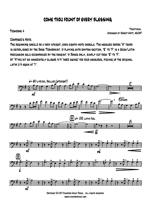 Come Thou Fount of Every Blessing - Trombone 4