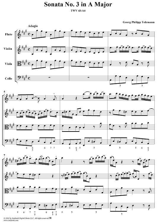 Sonata No. 3 in A major - Score