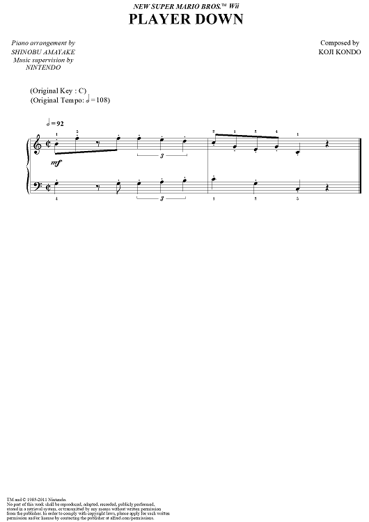 New Super Mario Bros. Wii™: Player Down/Game Over