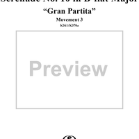 Serenade No. 10 in B-flat Major, movt. 3  - ("Gran Partita") - K361/K370a - Score