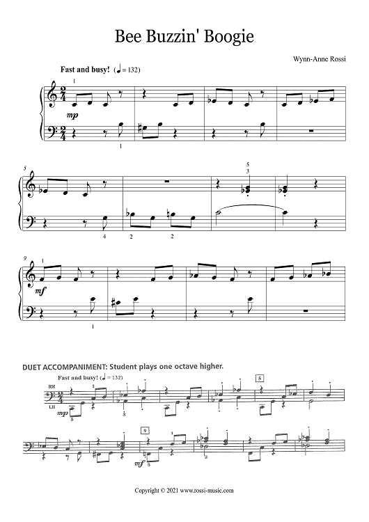 Bee Buzzin' Boogie - Elementary Piano (with MP3)