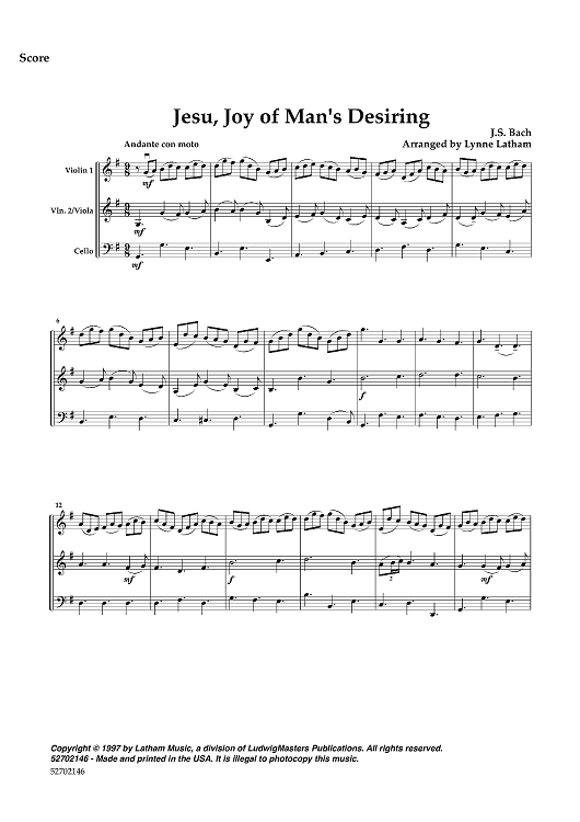 Jesu, Joy of Man's Desiring - Score