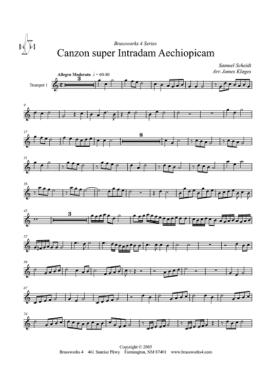 Canzon super Intradam Aechiopicam - Trumpet 1