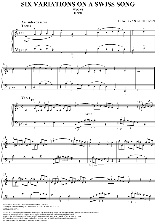 Six Variations on a Swiss Song