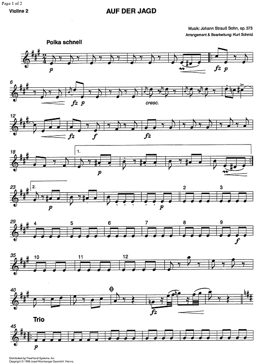 Auf der Jagd Op.373 - Violin 2