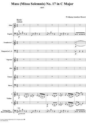 Mass (Missa Solemnis) No. 17 in C Major, K337