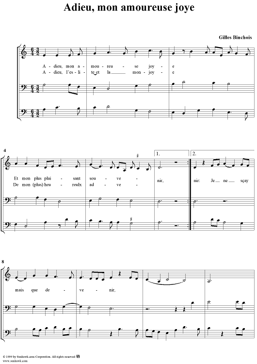 Adieu, mon amoureuse joye