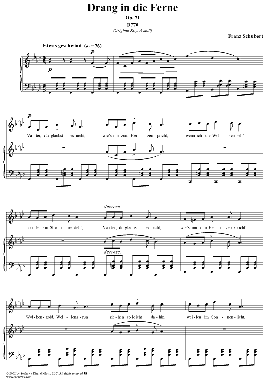 Drang in die Ferne, Op.71