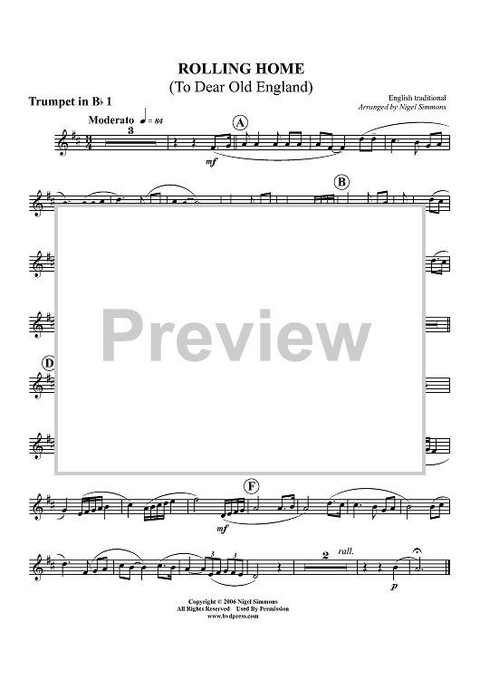 Rolling Home (To Dear Old England) - Trumpet 1 in Bb