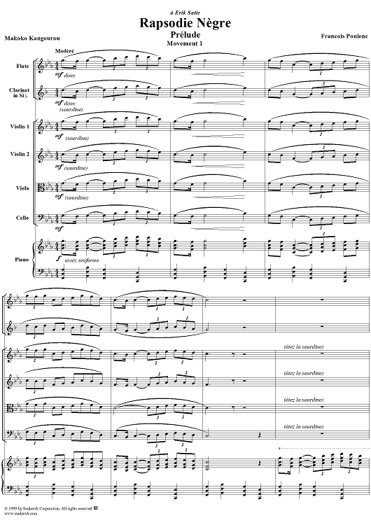 Rapsodie Nègre, I: Prélude - Score