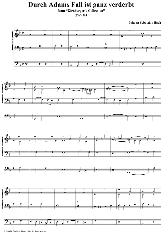 Durch Adam' Fall ist ganz verderbt, from "Kirnberger's Collection", BWV705