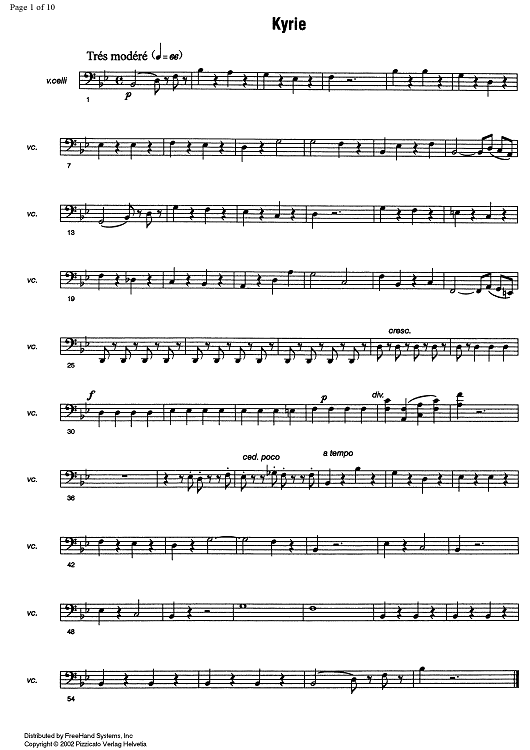 Messe solennele breve - Cello
