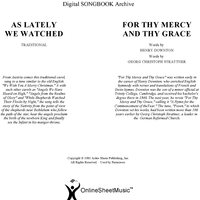 As Lately We Watched / For Thy Mercy and Thy Grace