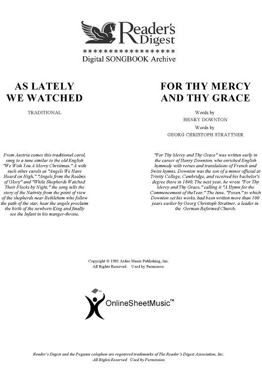 As Lately We Watched / For Thy Mercy and Thy Grace