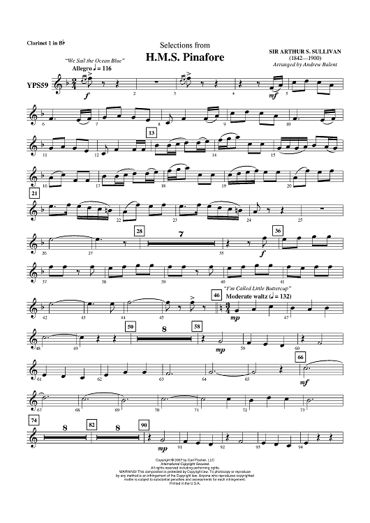 H.M.S. Pinafore - Clarinet 1 in B-flat