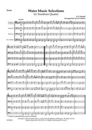 Water Music Selections for Trombone Quartet - Score