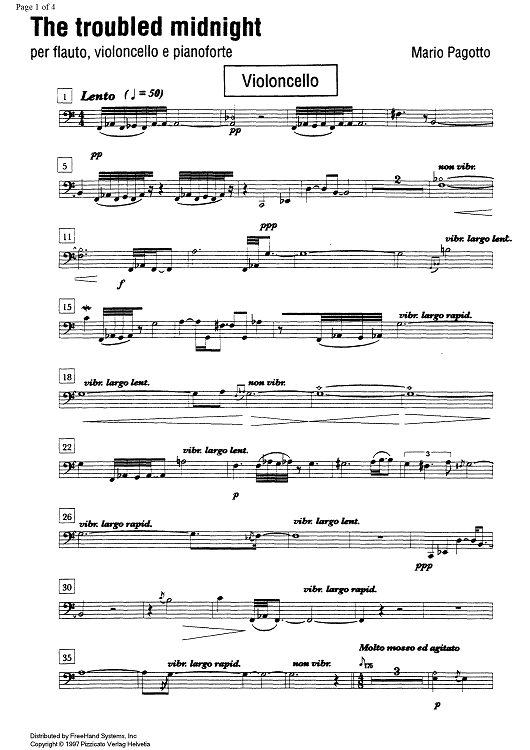 The troubled midnight - Cello