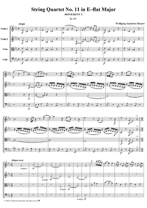 String Quartet No. 11, Movement 1 - Score