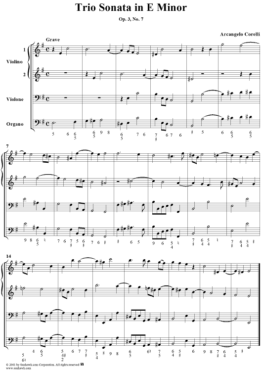 Trio Sonata in E Minor, Op. 3, No. 7