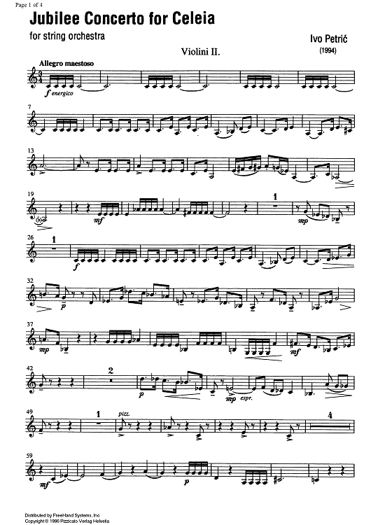 Jubilee Concerto for Celeia - Violin 2