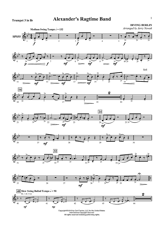 Alexander’s Ragtime Band - Trumpet 3 in Bb