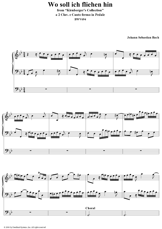 Wo soll ich fliehen hin, from "Kirnberger's Collection", BWV694