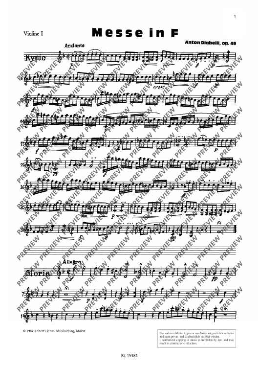Mass in F - Violin I