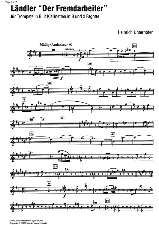 Ländler "Der Fremdarbeiter" - B-flat Trumpet