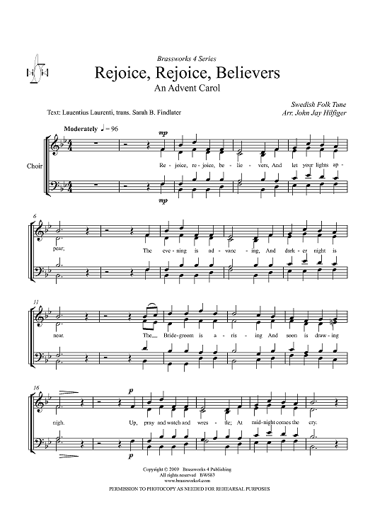 Rejoice, Rejoice, Believers - Choir (optional)