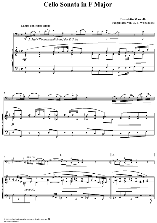 Cello Sonata in F Major - Piano Score