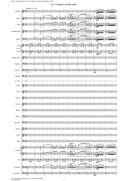 Libiamo, ne'lieti calici, No. 3 from "La Traviata", Act 1 - Full Score