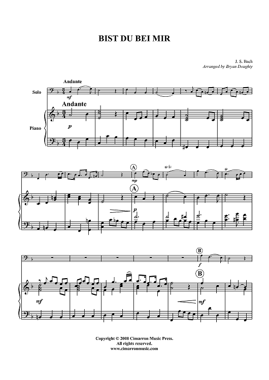 Bist du bei Mir - Piano Score